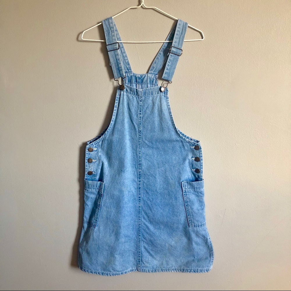 Vintage Denim Overalls Dress Light Blue